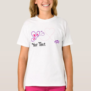 Roze en Paarse Butterfly Heart Gepersonaliseerd T-shirt