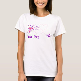 Roze en Paarse Butterfly Heart Gepersonaliseerd T-shirt
