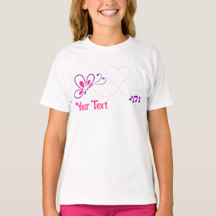 Roze en Paarse Butterfly Heart Gepersonaliseerd T-shirt