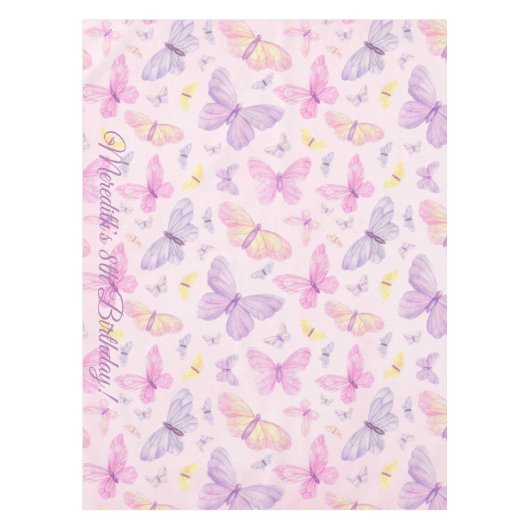 Roze en Paarse Butterfly Party Tafeldoek Tafelkleed (Voorkant)