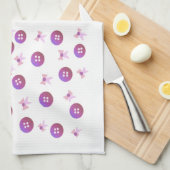 Roze en Paarse Buttonnen en koeien Theedoek (Quarter Fold)