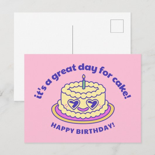 Roze en Paarse Cake Klasse & Verfijnd Gebogen Teks Briefkaart (Voorkant / Achterkant)