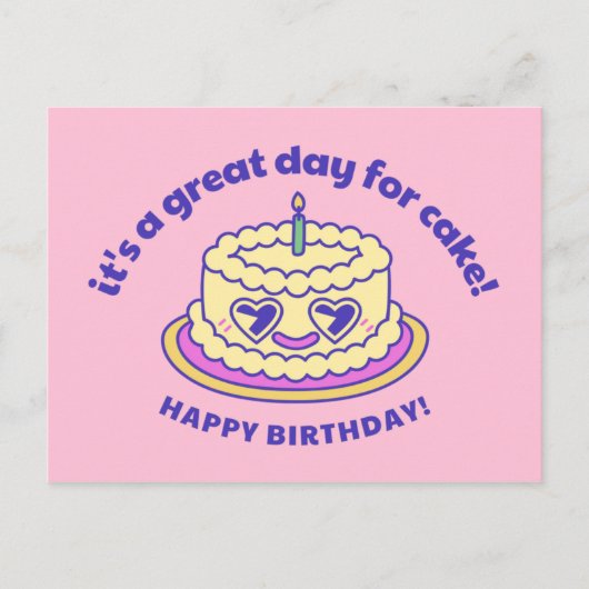 Roze en Paarse Cake Klasse & Verfijnd Gebogen Teks Briefkaart (Voorkant)