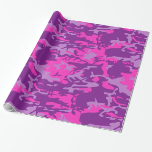 Roze en Paarse Camo Cadeaupapier
