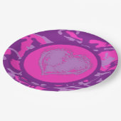 Roze en Paarse Camo met hart Papieren Bordje (Gekanteld)