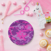 Roze en Paarse Camo Papieren Bordje (Feest)