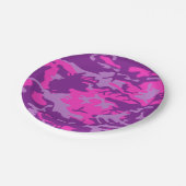 Roze en Paarse Camo Papieren Bordje (Gekanteld)
