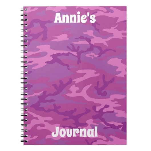 Roze en Paarse Camouflage Persoonlijk Dagboek Notitieboek (Voorkant)