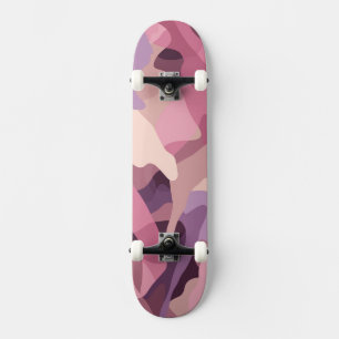 Roze en paarse camouflagepatroon persoonlijk skateboard