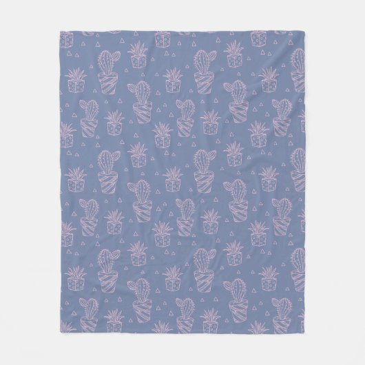 Roze en Paarse Cartoon Cactus Patroon Fleece Deken (Voorkant)