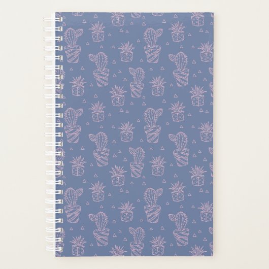 Roze en Paarse Cartoon Cactus Patroon Planner (Voorkant)