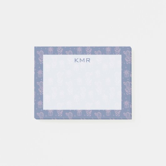 Roze en Paarse Cartoon Cactus Patroon Post-it® Notes (Voorkant)