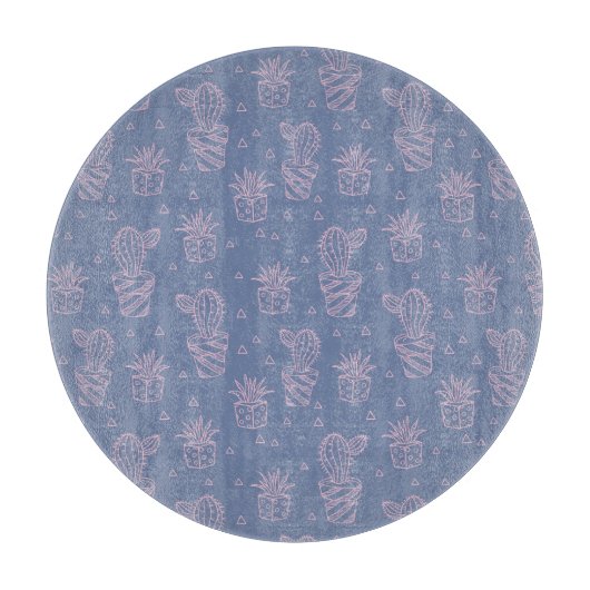 Roze en Paarse Cartoon Cactus Patroon Snijplank (Voorkant)