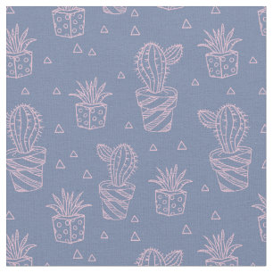 Roze en Paarse Cartoon Cactus Patroon Stof