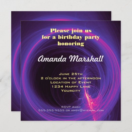 Roze en Paarse Circulaire Abstracte verjaardag Kaart (Voorkant / Achterkant)