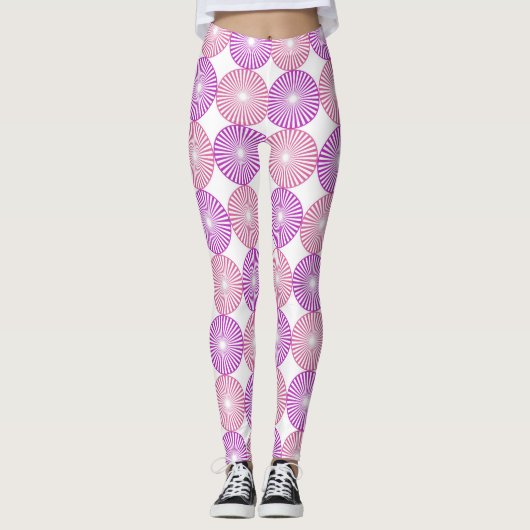 Roze en paarse cirkel leggings (Voorkant)