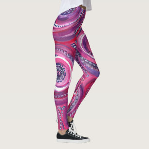 Roze en Paarse cirkels en oude kunstwerken Leggings