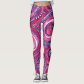Roze en Paarse cirkels en oude kunstwerken Leggings (Voorkant)