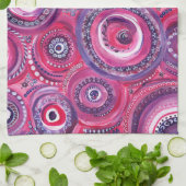 Roze en Paarse cirkels en oude kunstwerken Theedoek (Gevouwen)