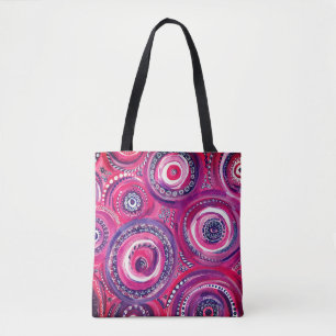 Roze en Paarse cirkels en oude kunstwerken Tote Bag