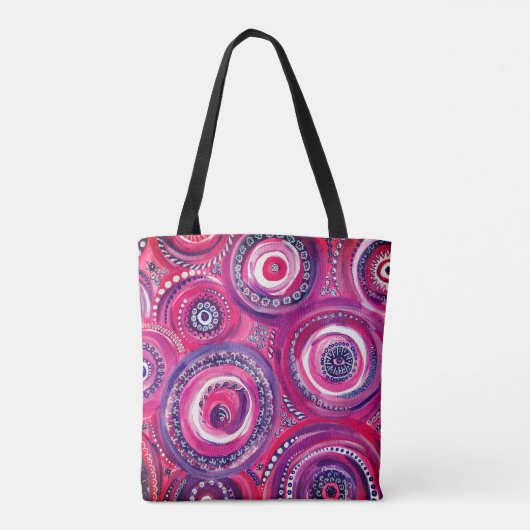 Roze en Paarse cirkels en oude kunstwerken Tote Bag (Achterkant)