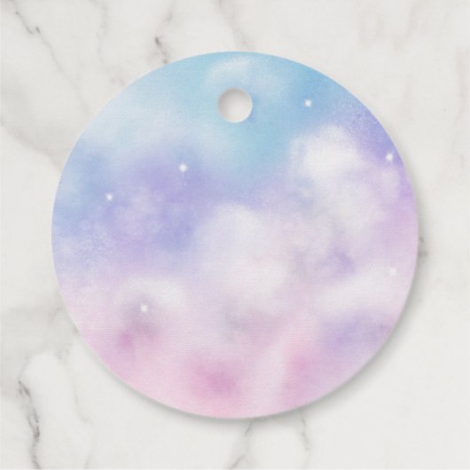 Roze en Paarse Cloud Nine Baby shower Bedankjes Labels (Achterkant)