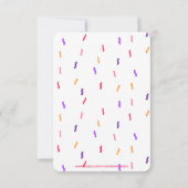 Roze en Paarse Confetti en ballonnen van afgelopen Kaart (Achterkant)