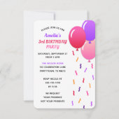 Roze en Paarse Confetti en ballonnen van afgelopen Kaart (Voorkant)