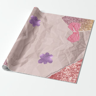 Roze en Paarse Cute Glittery Cadeaupapier