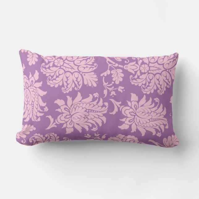  roze en Paarse Damask Pillow Kussen (Voorkant)