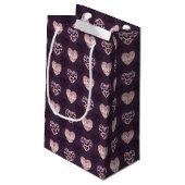 Roze en Paarse deco Hearts Patterned Gift Bag Klein Cadeauzakje (Achterkant Gekanteld)