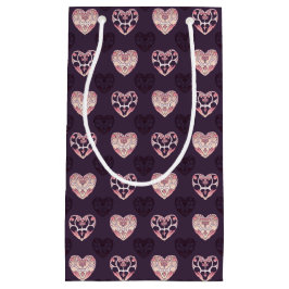 Roze en Paarse deco Hearts Patterned Gift Bag Klein Cadeauzakje