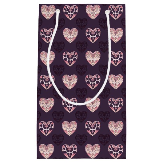 Roze en Paarse deco Hearts Patterned Gift Bag Klein Cadeauzakje (Voorkant)