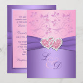 Roze en Paarse deelnemers Aanvragen voor monogram Kaart (Voorkant / Achterkant)