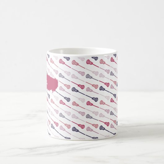 Roze en Paarse diagnose Lacrosse Sticks Patroon Koffiemok (Center)