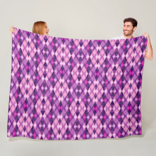 Roze en paarse diamant Geometrische vormen patroon Fleece Deken