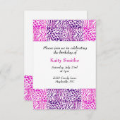 Roze en Paarse dierpatronen Aankondiging (Voorkant / Achterkant)