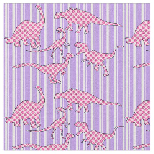 Roze en Paarse Dinosaur Fabric Stof (Close Up)