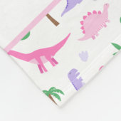 Roze en Paarse dinosaurussen - Meisjes Dinosaur Fleece Deken (Hoek)
