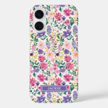 Roze en paarse Ditsy-bloemen Monogram