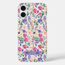 Roze en paarse Ditsy-bloemen Monogram
