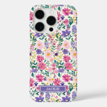 Roze en paarse Ditsy-bloemen Monogram