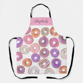 Roze en Paarse Donut Custom Name Baker's Schort (Voorkant)