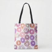 Roze en Paarse Donut Custom Name Baker's Tote Bag (Voorkant)