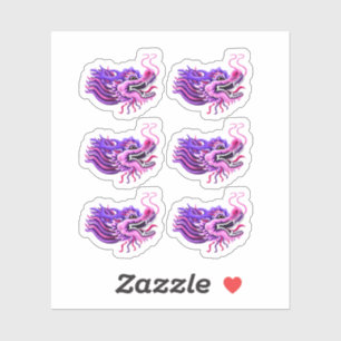 Roze en Paarse drakenkoppen Sticker