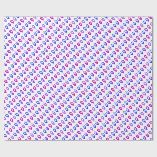 Roze en Paarse Dreidels Hanukkah Cadeaupapier (Vlak)
