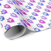 Roze en Paarse Dreidels Hanukkah Cadeaupapier (Rol Hoek)