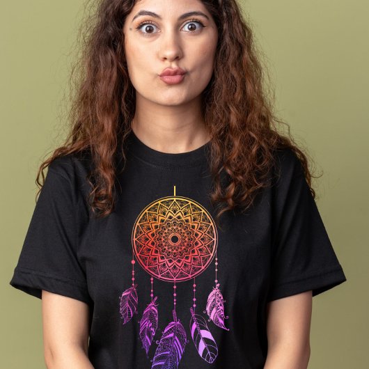 roze en paarse droomcatcher boho t-shirt