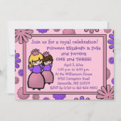 Roze en Paarse dubbelprinses Birthday Uitnodiging (Voorkant)