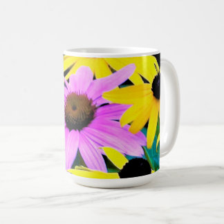 Roze en paarse Echinacea met gele bloemen Koffiemok